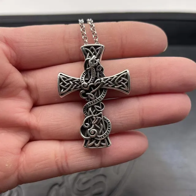 Silver Celtic Knot Cross Pendant Necklace 4