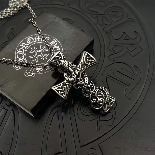 Silver Celtic Knot Cross Pendant Necklace 6