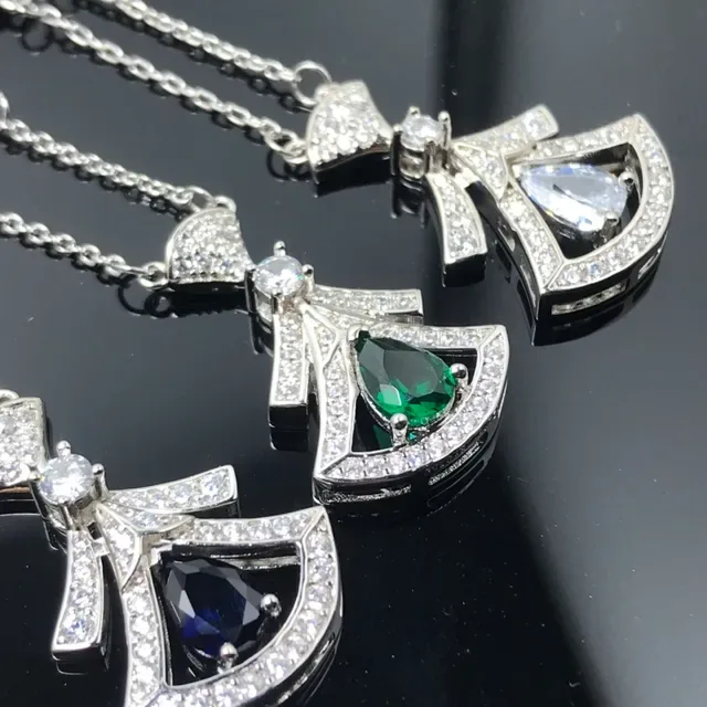 Silver Gold Bow-Motif Pendant Pavé-Set White Stones Necklace 4