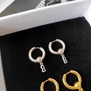 Silver Gold Hoop Dangling Letter Charm Earrings