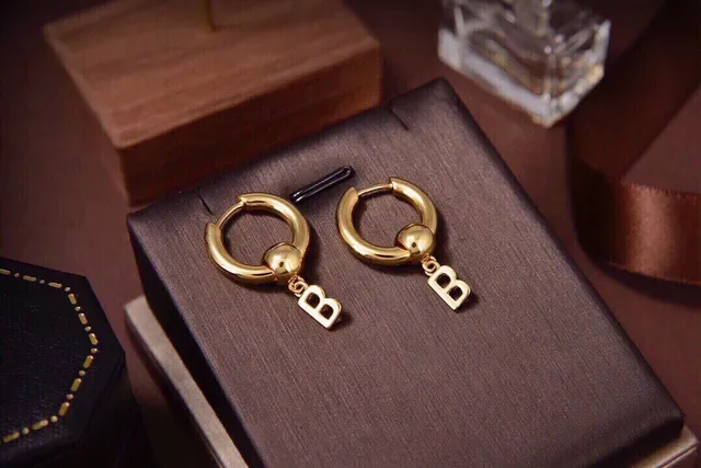 Silver Gold Hoop Dangling Letter Charm Earrings 5