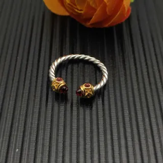 Silver Gold Twisted Rope Band Dual-Tone Metal Ring