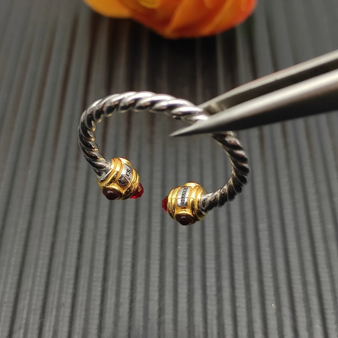 Silver Gold Twisted Rope Band Dual-Tone Metal Ring 6