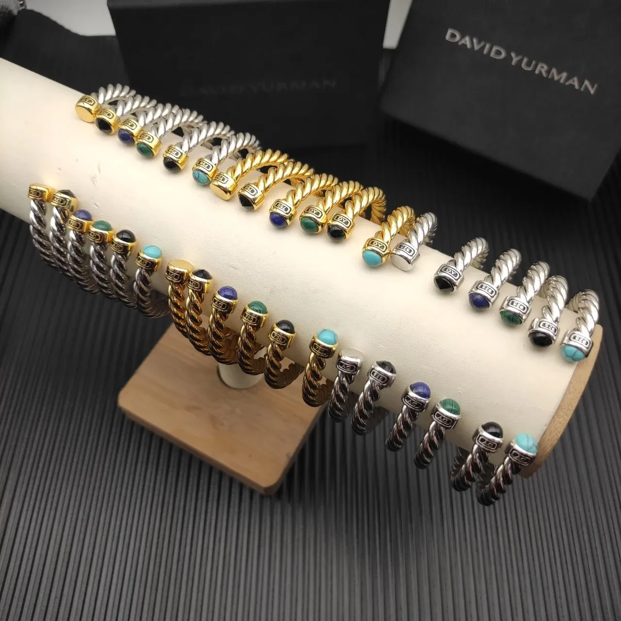 Silver Gold Twisted Rope Metal End Caps Bracelet 2