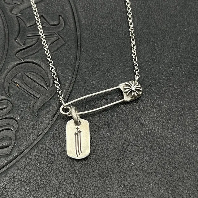 Silver Multi-Charm Pendant Metal Necklace 7
