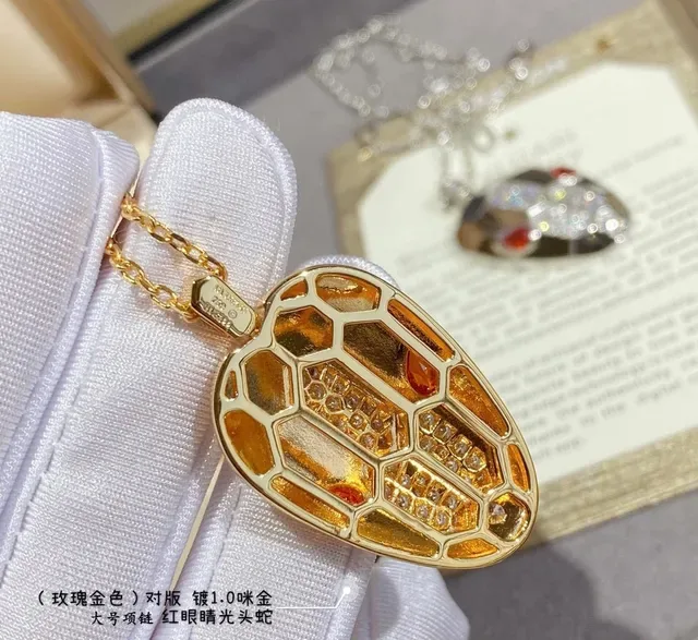 Silver Multicolor Snake-Head Pendant Pavé-Set Stones Necklace 2