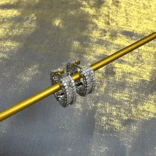 Silver Pavé-Set Hoop Earrings