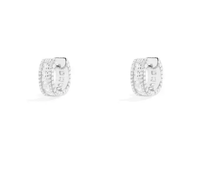 Silver Pavé-Set Hoop Earrings 2