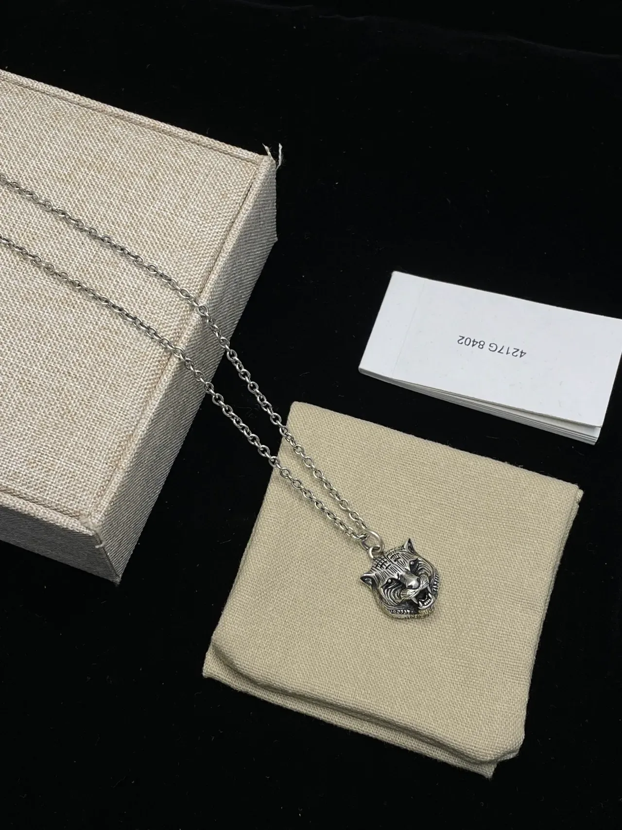 Silver Tiger Head Pendant Necklace 5