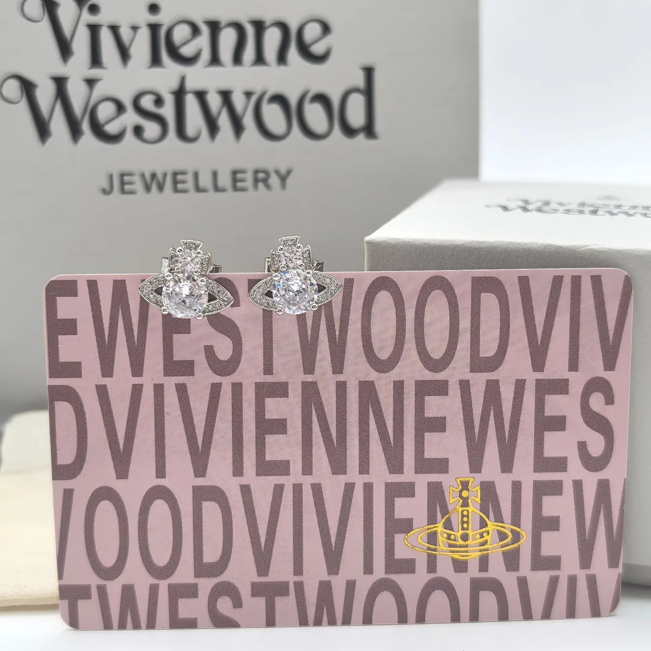 Silver-Tone Clear Stone Marquise Pavé Cross Motif Stud Earrings 4