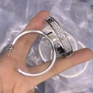 Silver-Tone Crystal Logo Cutout Hoop Earrings
