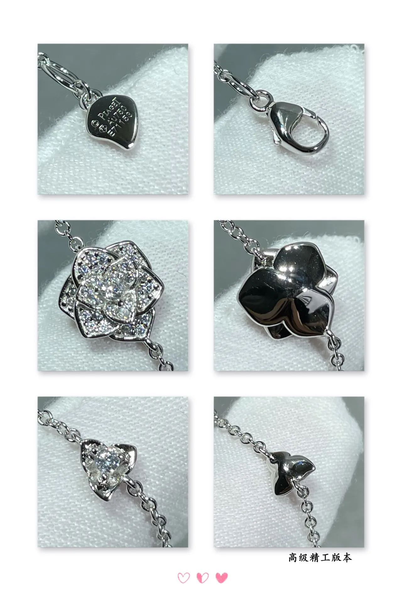 Silver-Tone Floral Pave and Round Stone Chain Bracelet 5
