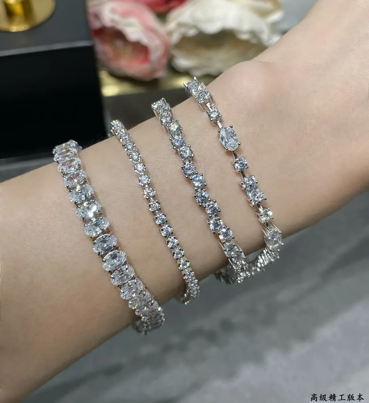 Silver-Tone Full-Pavé Linear Bracelets 7