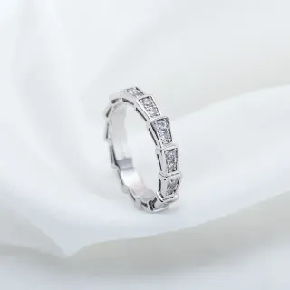 Silver-Tone Geometric Channel-Set Pavé Ring