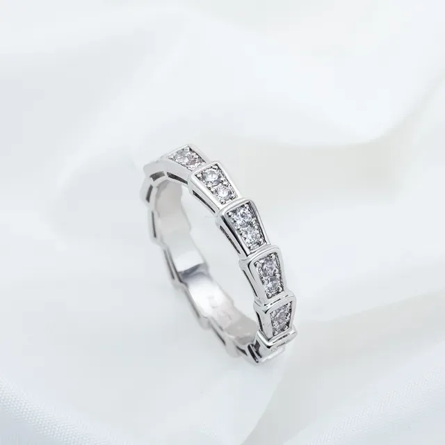 Silver-Tone Geometric Channel-Set Pavé Ring 6