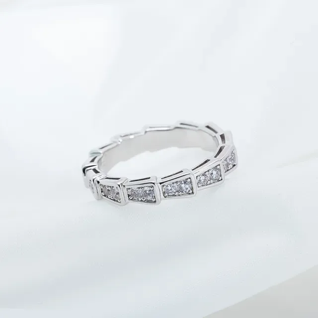 Silver-Tone Geometric Channel-Set Pavé Ring 8