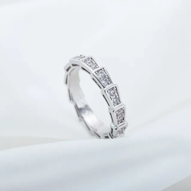 Silver-Tone Geometric Channel-Set Pavé Ring 9