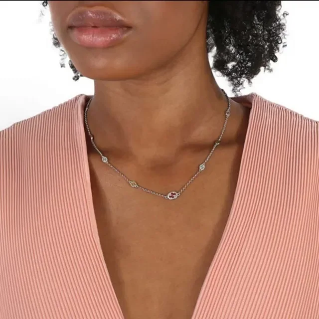 Silver-Tone Multi-Gem Station Necklace 2