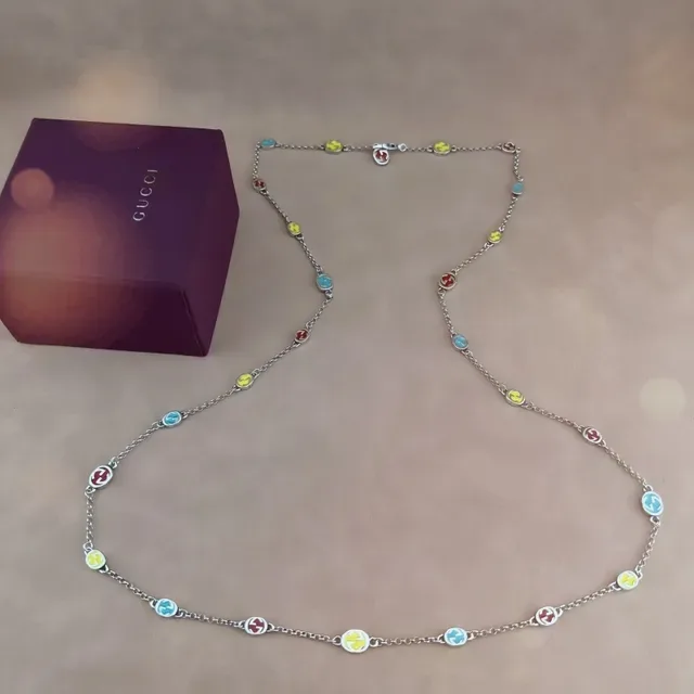 Silver-Tone Multi-Gem Station Necklace 4