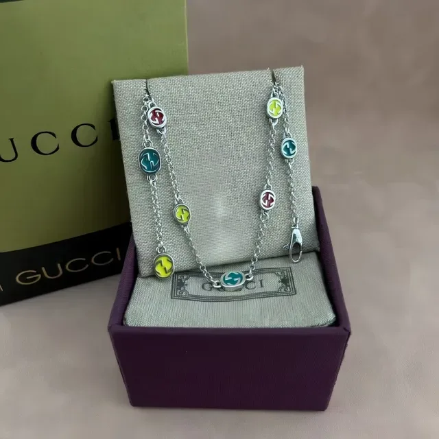 Silver-Tone Multi-Gem Station Necklace 9