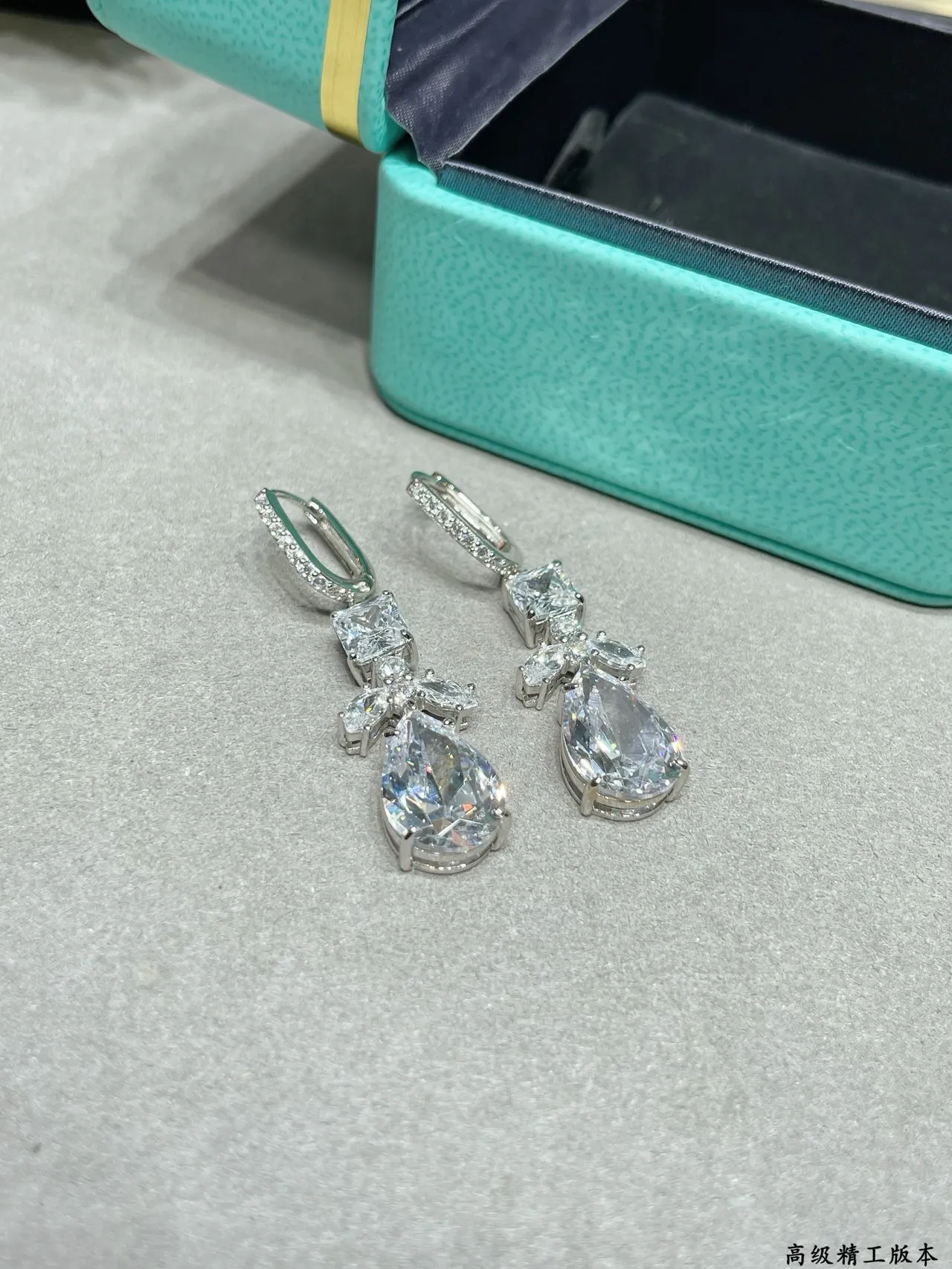 Silver-Tone Multi-Stone Teardrop Drop Earrings 3