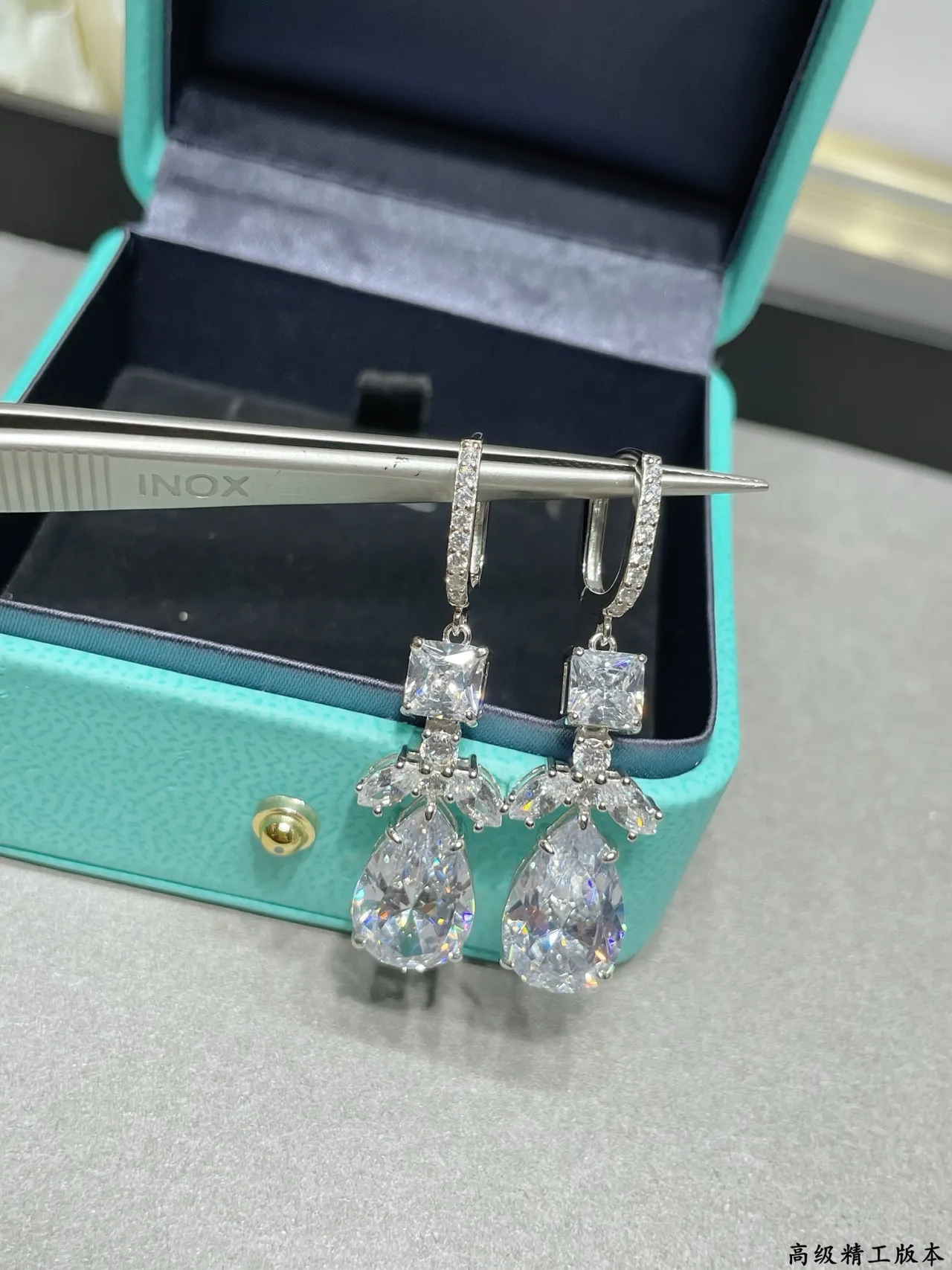 Silver-Tone Multi-Stone Teardrop Drop Earrings 5