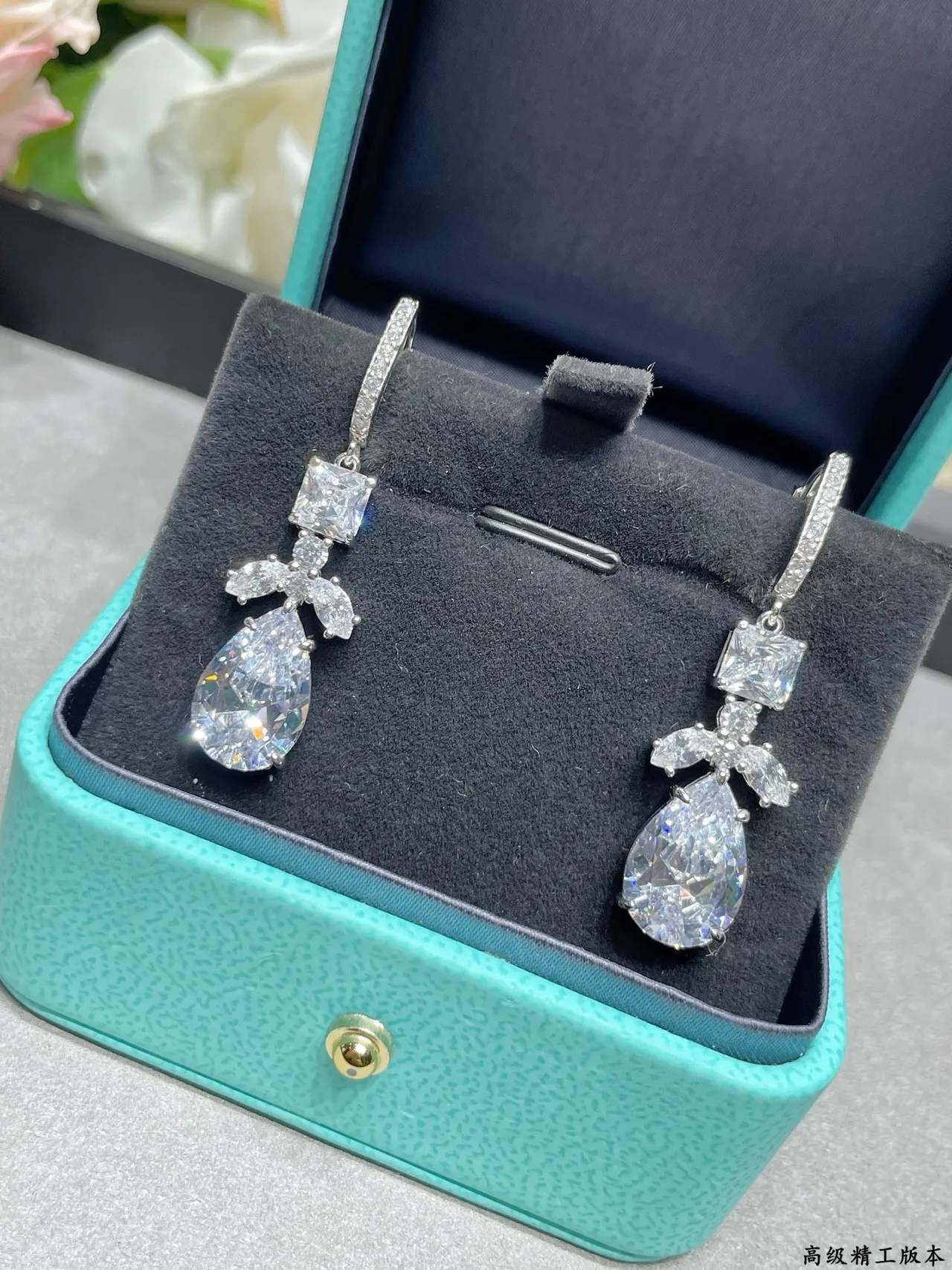 Silver-Tone Multi-Stone Teardrop Drop Earrings 7