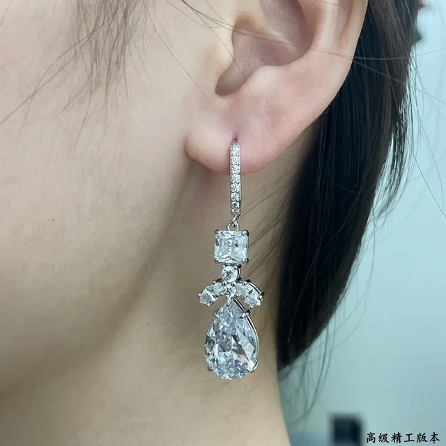 Silver-Tone Multi-Stone Teardrop Drop Earrings 8