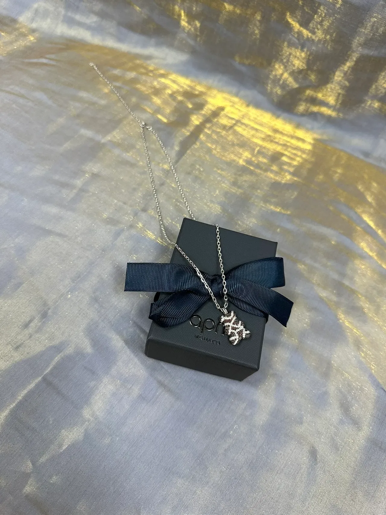 Silver-Tone Paved Bear Charm Necklace 6