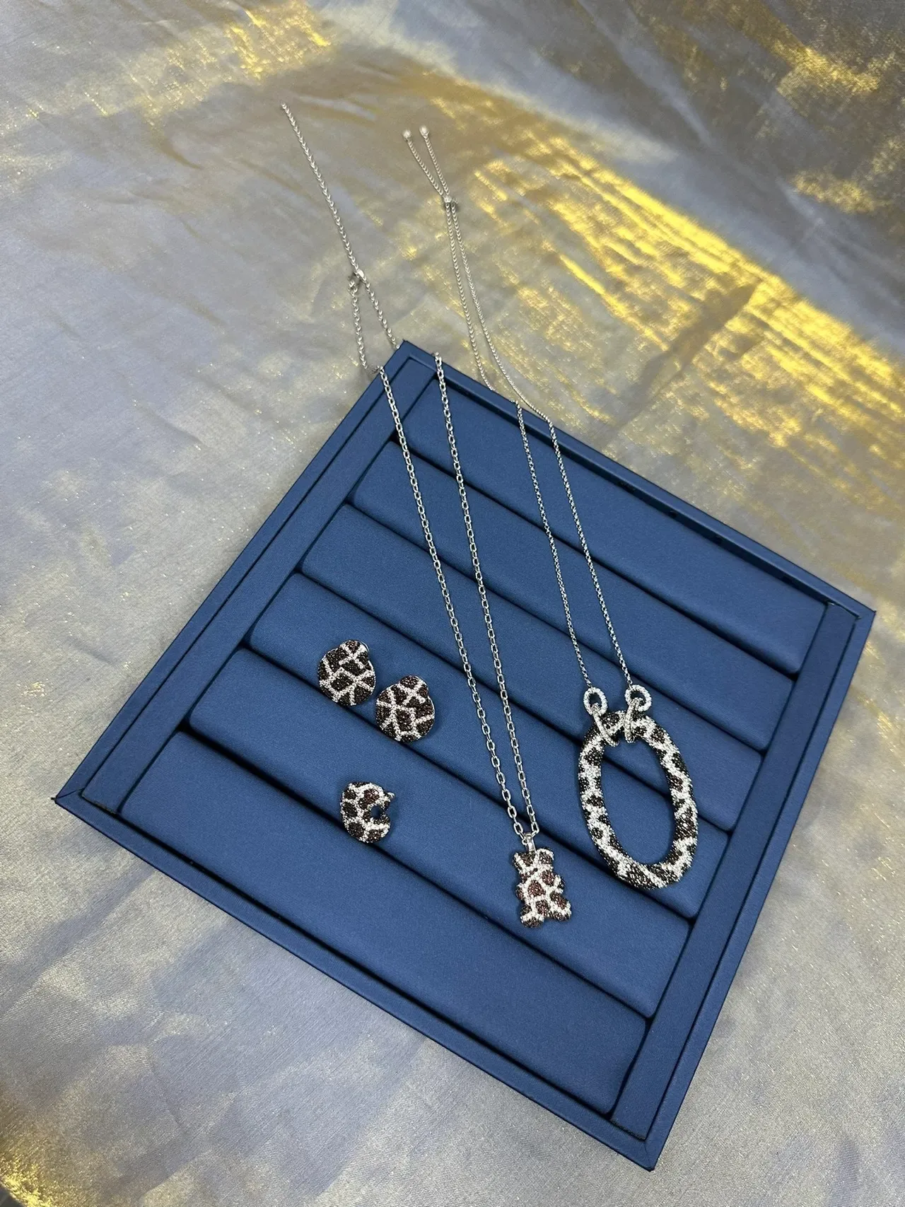Silver-Tone Paved Bear Charm Necklace 8