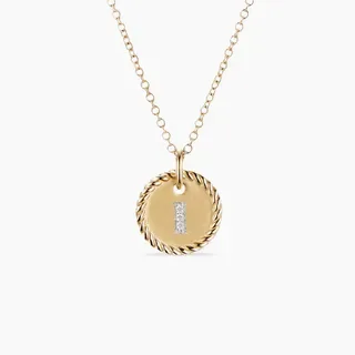 Silver-Tone Rope-Edge Initial 'I' Disc Pendant Necklace 7
