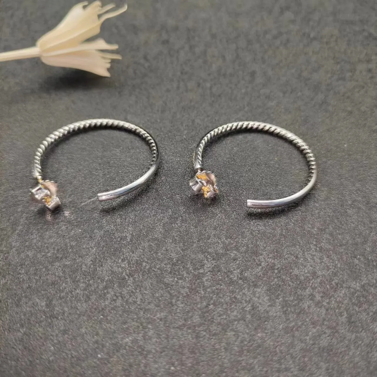 Silver-Tone Rope-Textured Pavé Hoop Earrings 8
