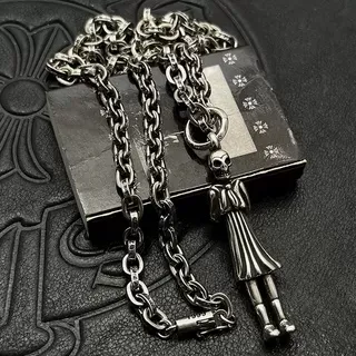 Silver-Tone Skull Figure Pendant Necklace 9