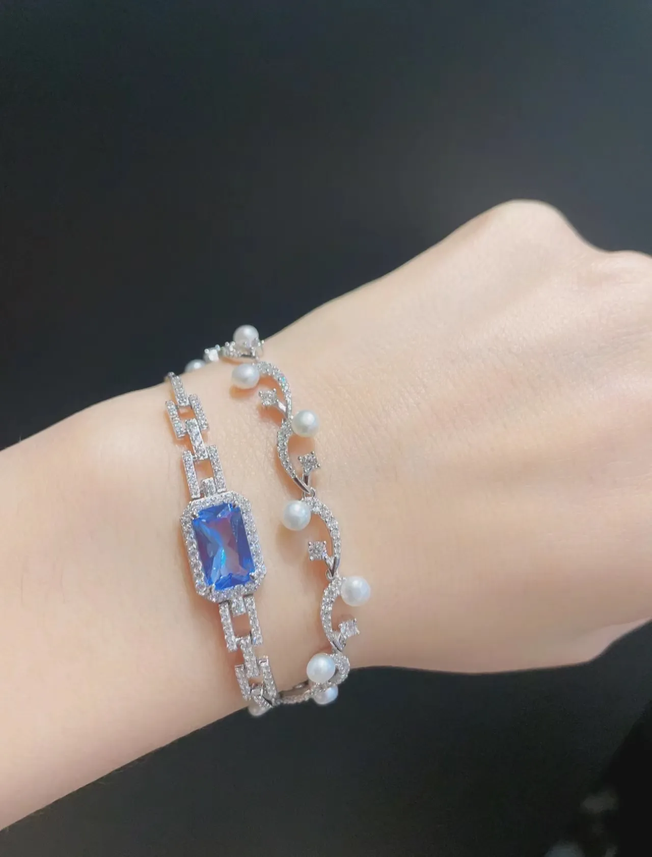 Silver-Tone Star and Pearl Vine Bracelet 2