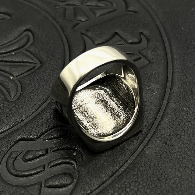 Silver-Toned Rectangular Engraved Statement Ring 6