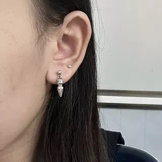 Silver-Toned Spike Dangling Stud Earrings 3