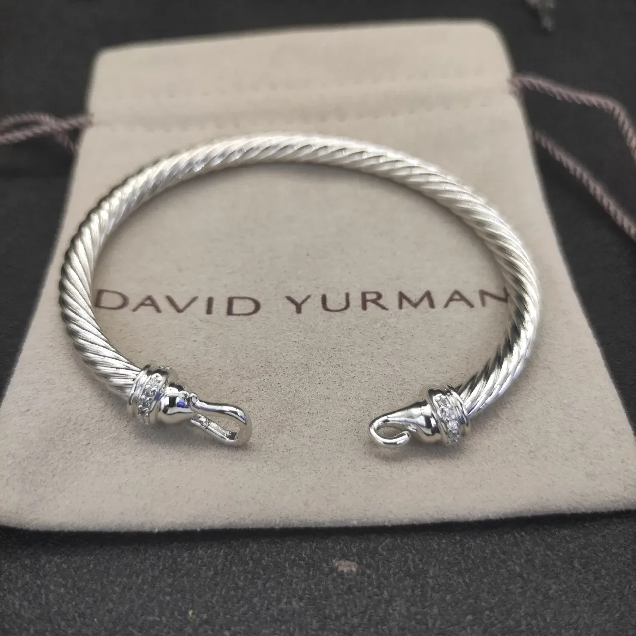 Silver Twisted Cable Hook-and-Eye Clasp Bracelet 7
