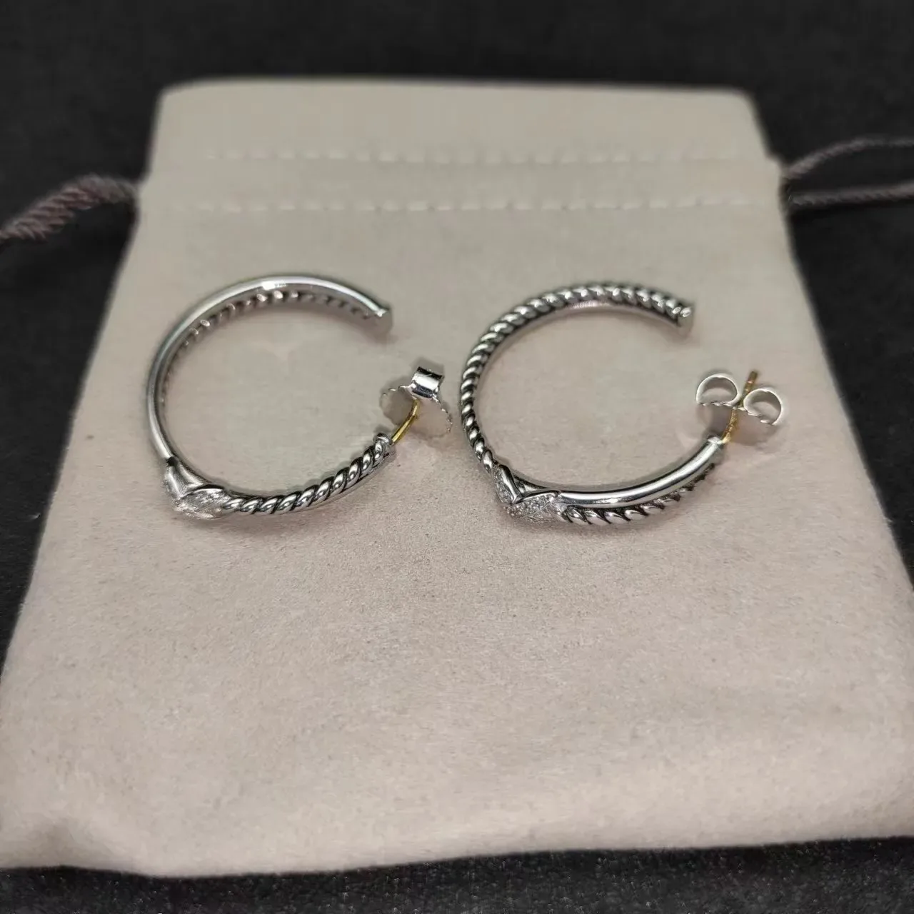 Silver Twisted Rope Texture Leaf-Shaped Embellishments Earrings 6