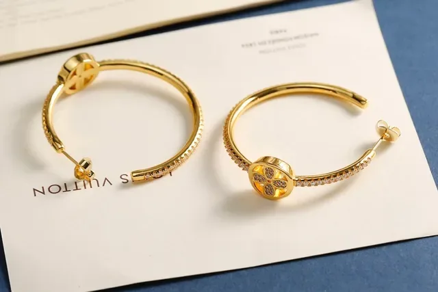 Silver Yellow Gold Rose Gold Pavé Floral Hoop Earrings 3