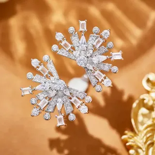 Snowflake-Inspired Multi-Cut Crystal Starburst Earrings