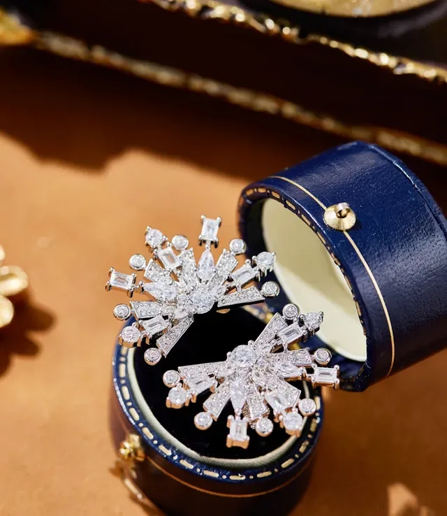 Snowflake-Inspired Multi-Cut Crystal Starburst Earrings 7