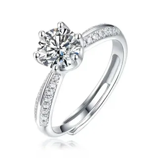 Solitaire Six-Prong Pavé Split Shank Ring