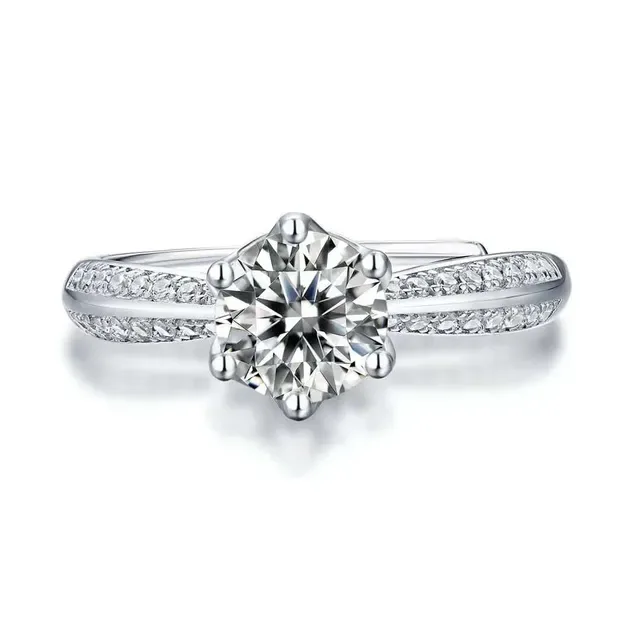 Solitaire Six-Prong Pavé Split Shank Ring 5