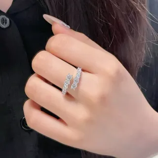 Stacked Pavé-Set Split Shank Double Band Rings