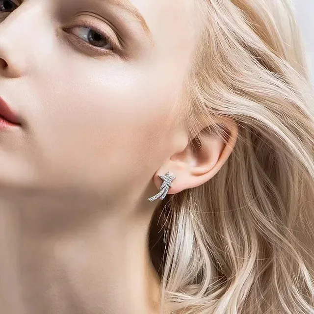 Star-Shaped Pavé Crystal Shooting-Star Stud Earrings 3