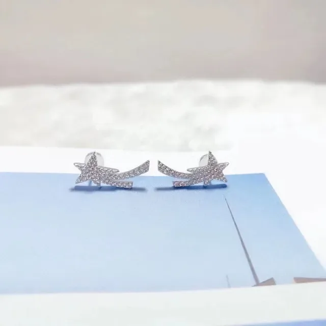 Star-Shaped Pavé Crystal Shooting-Star Stud Earrings 6