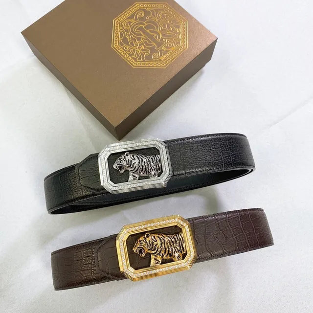 Stefano Ricci Tiger Buckle Crocodile-Embossed Leather Belt 5