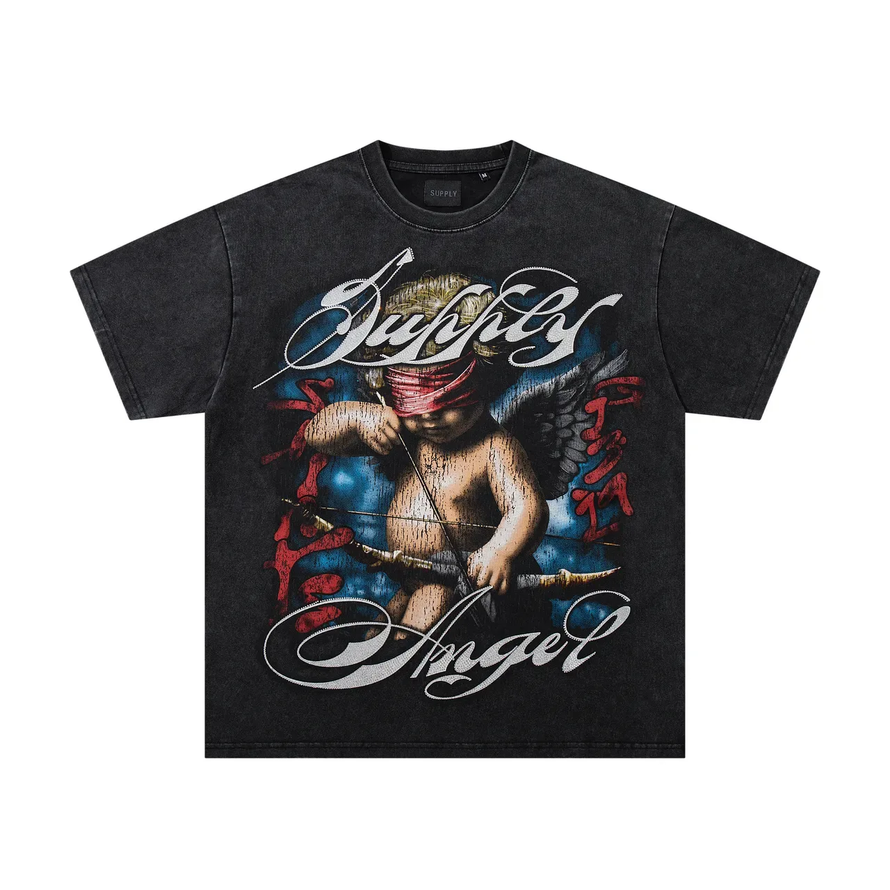 Supply Angel Graphic Oversized Black T-Shirt 3