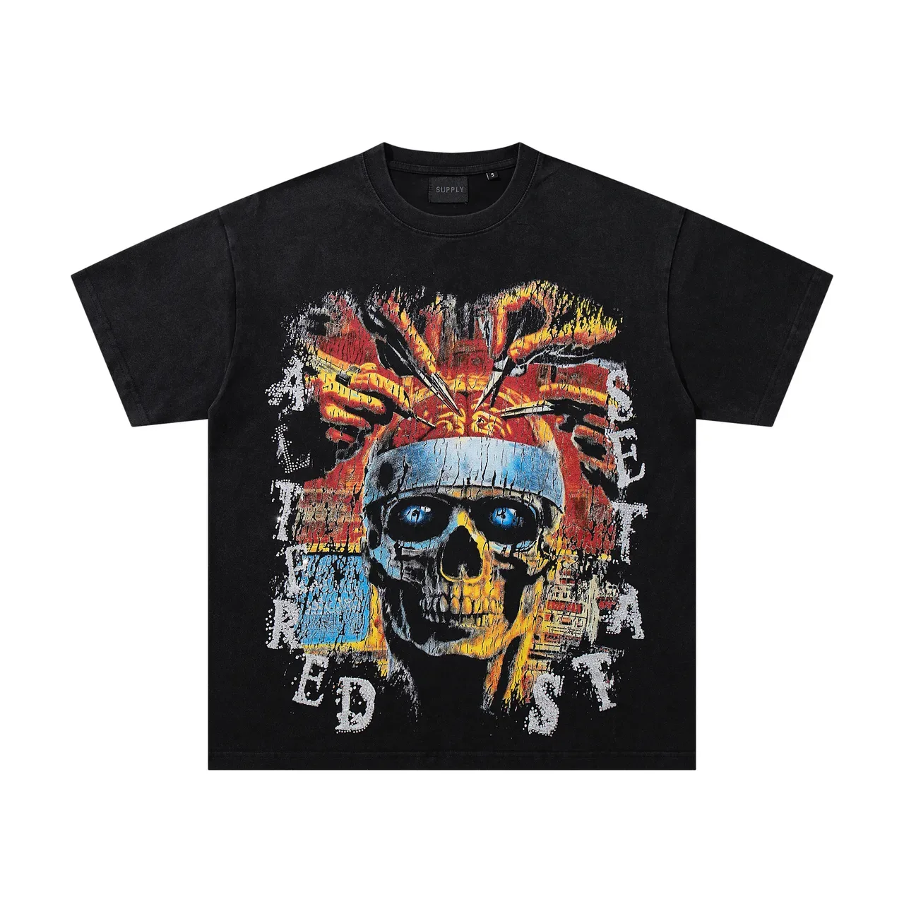 SUPPLY Skull Graphic Tour Print Black T-Shirt 3
