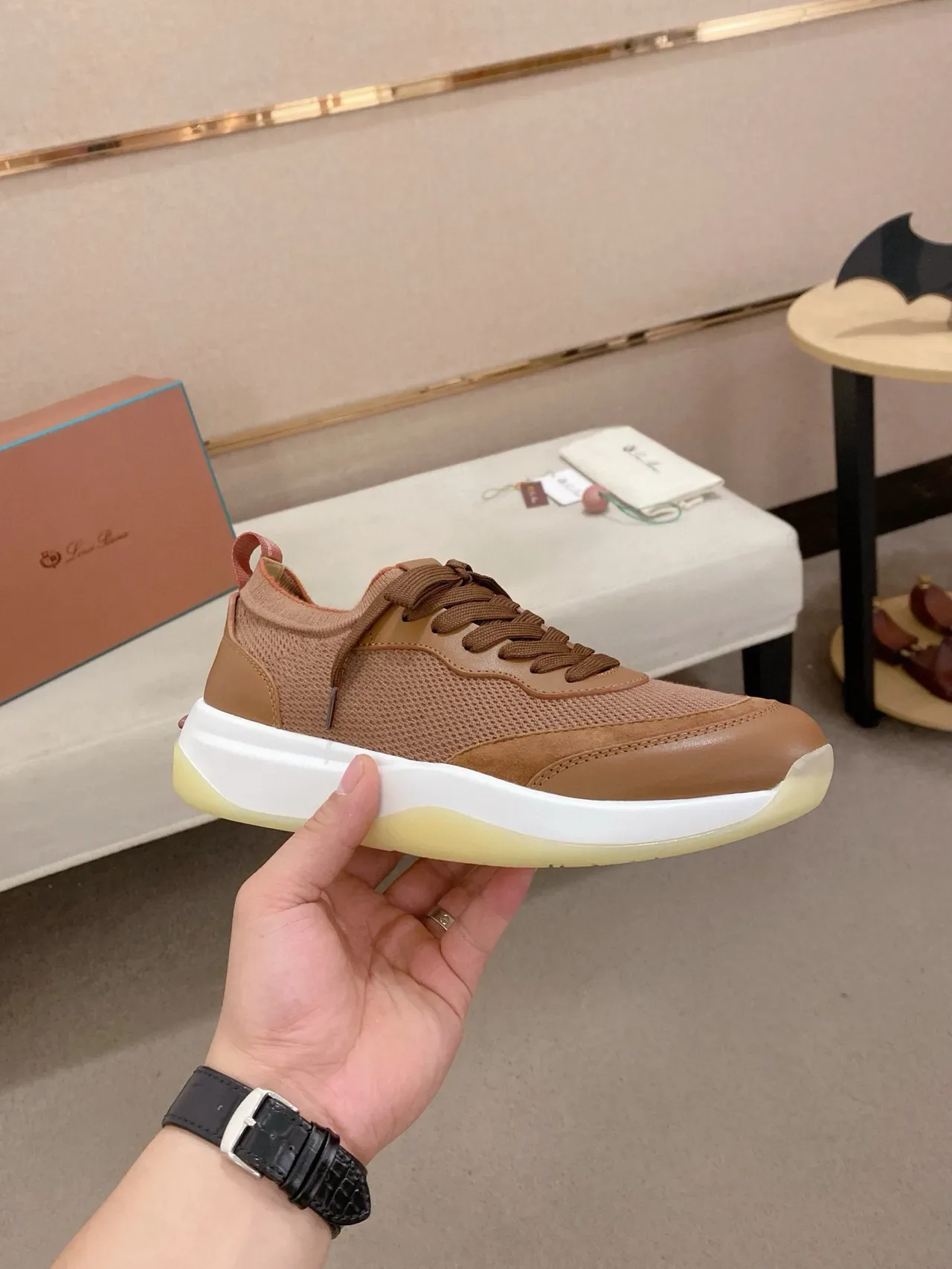 Tan Mesh and Suede Lifestyle Sneaker 4